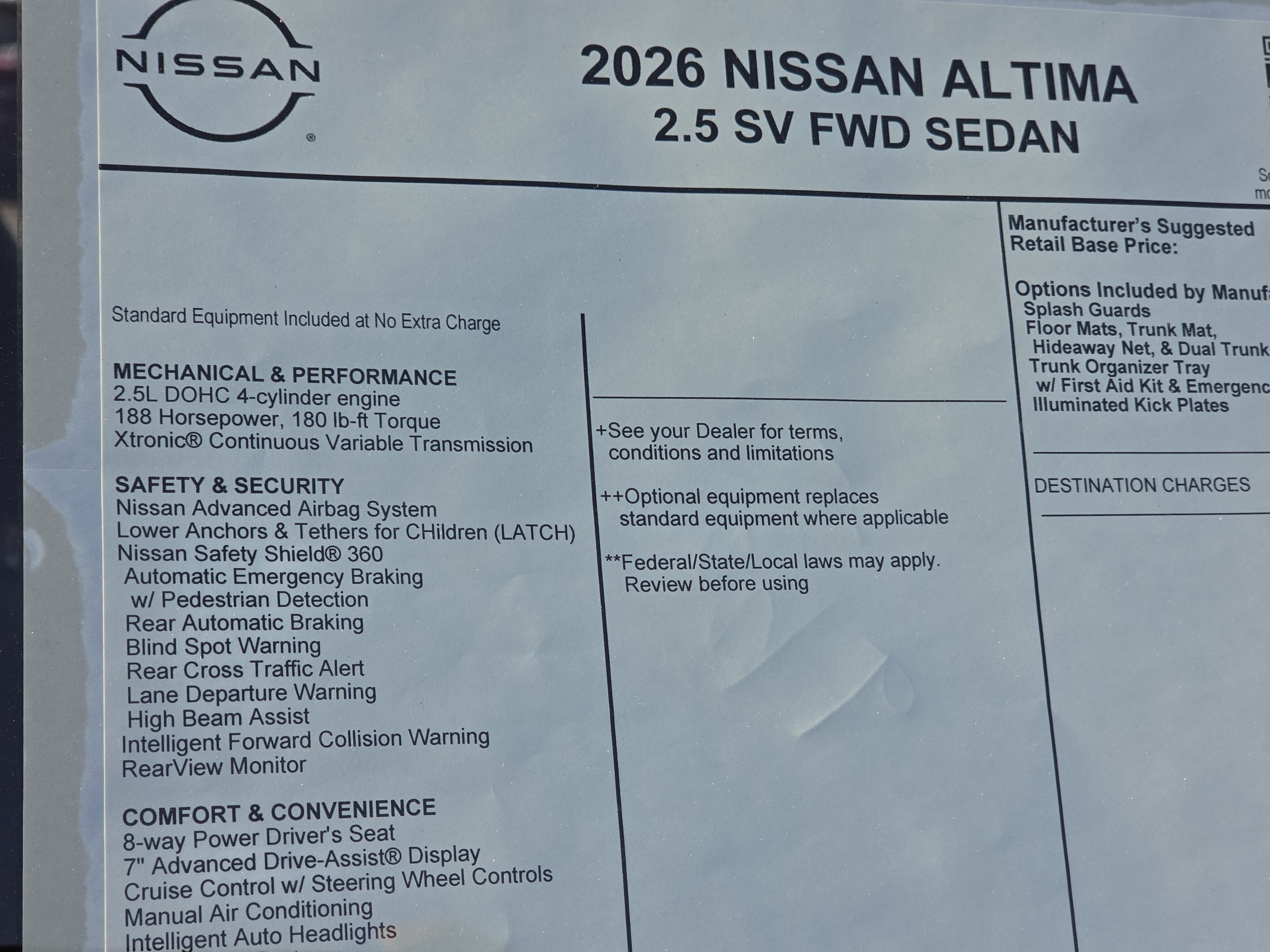 2026 Nissan Altima SV