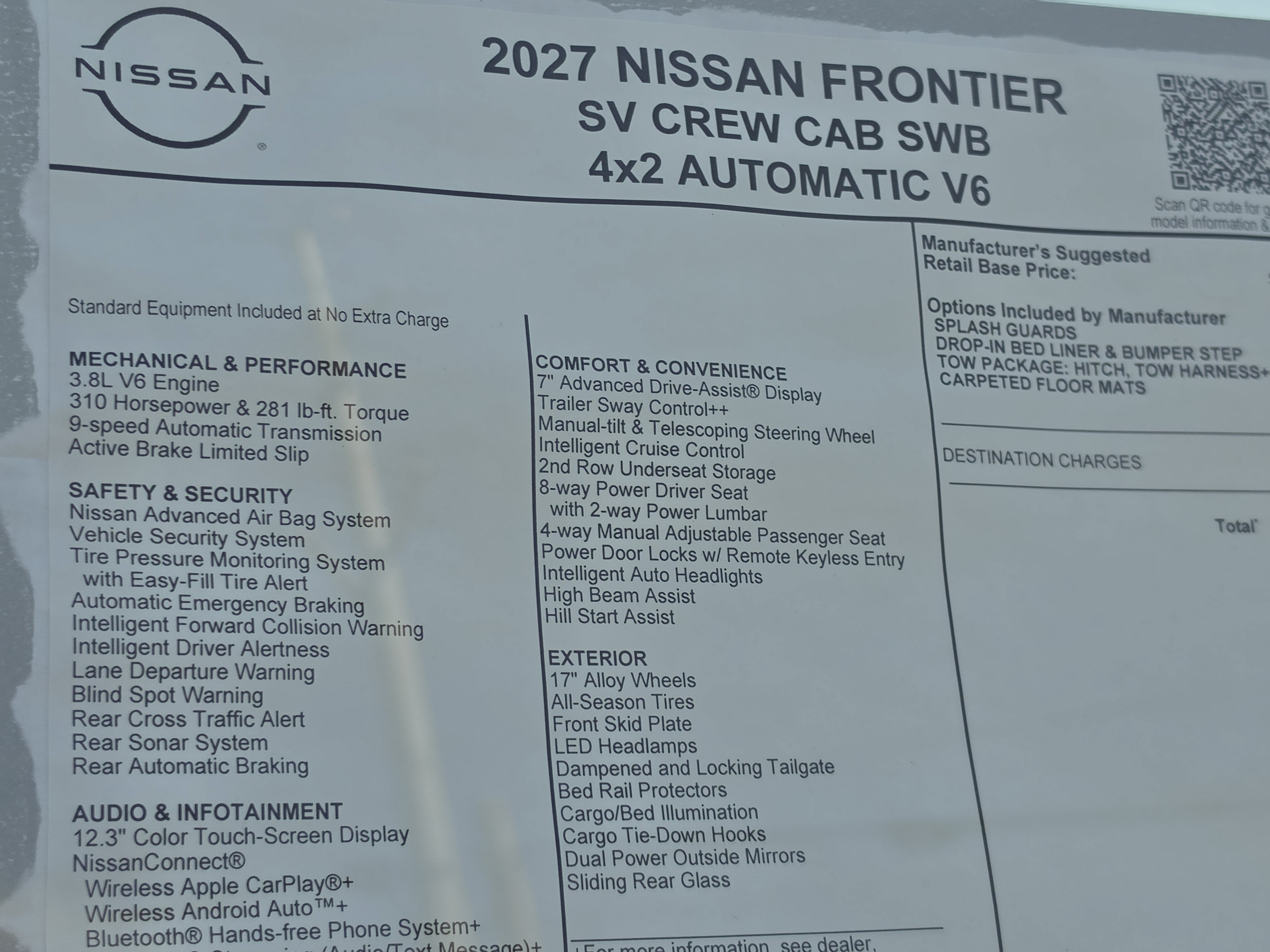 2027 Nissan Frontier SV