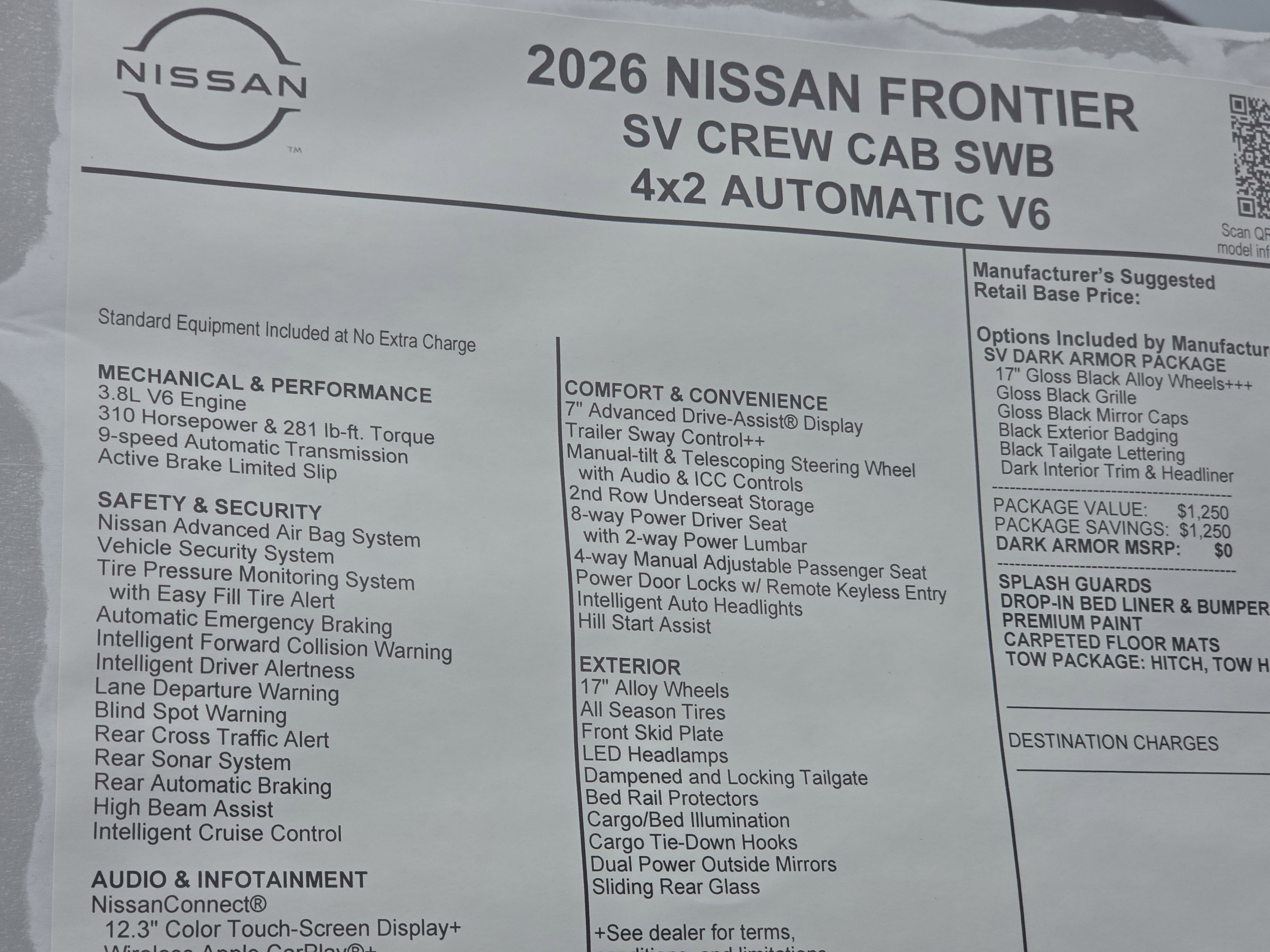 2026 Nissan Frontier SV