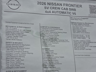 2026 Nissan Frontier SV