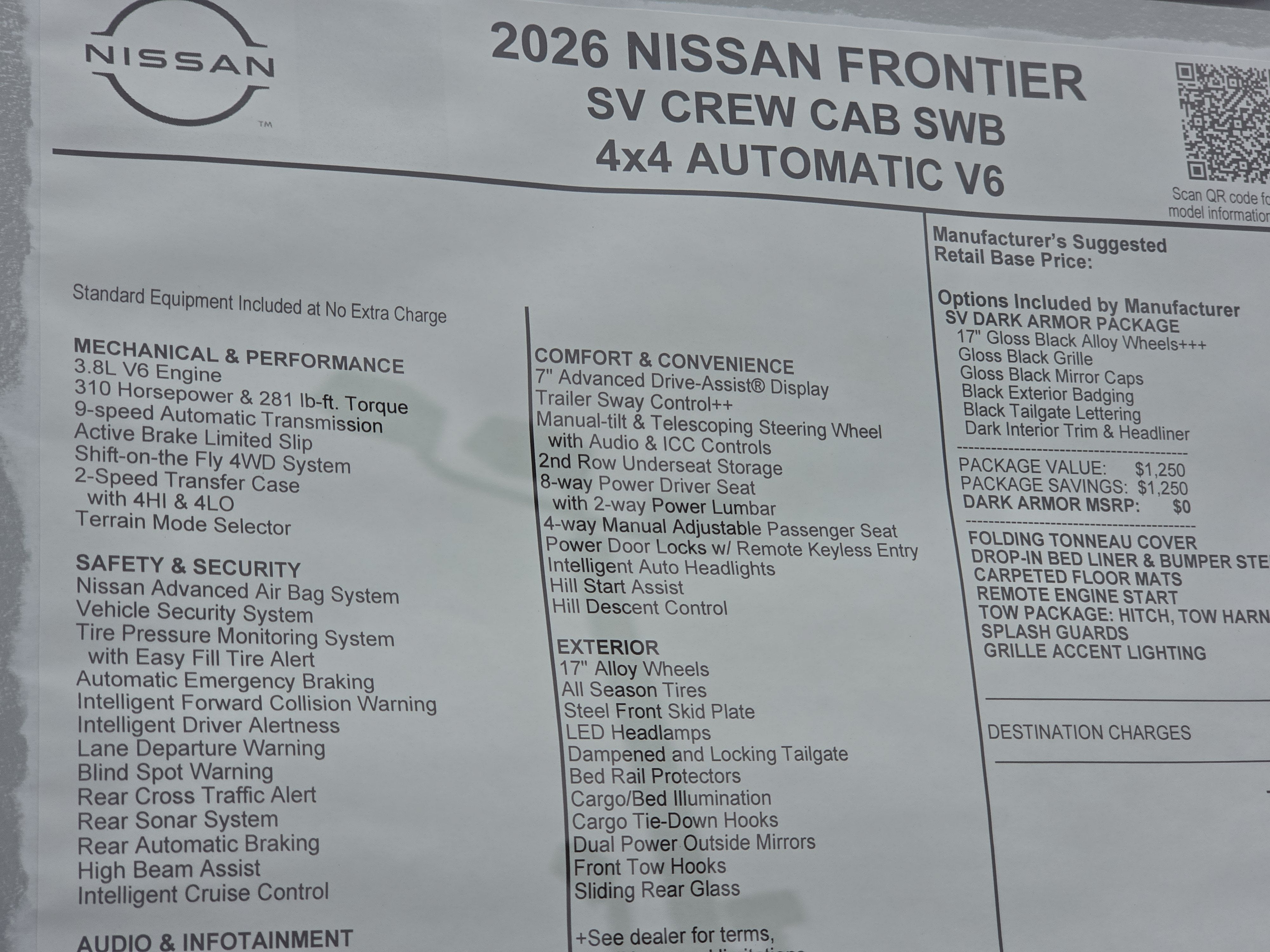 2026 Nissan Frontier SV