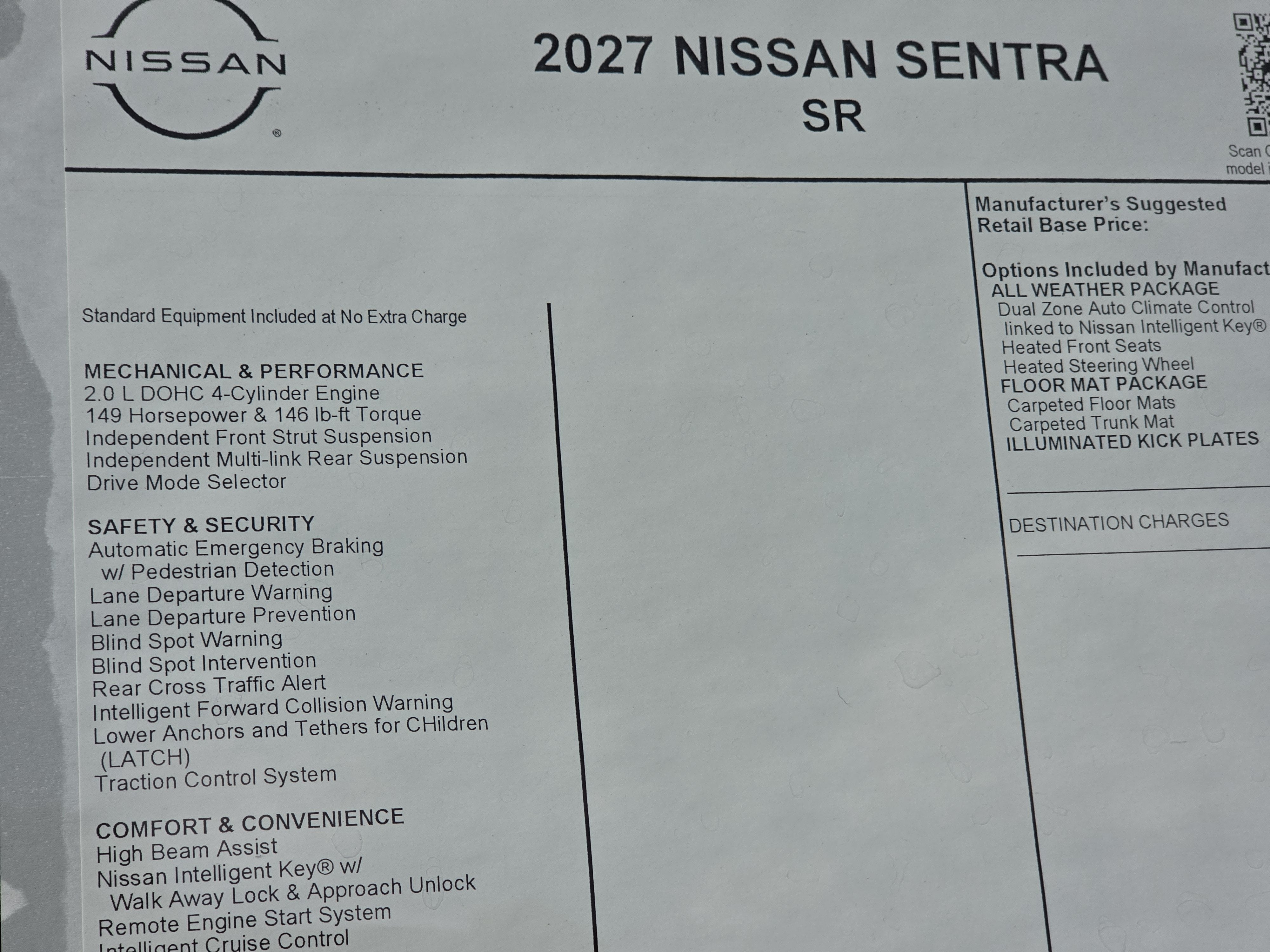 2027 Nissan Sentra SR