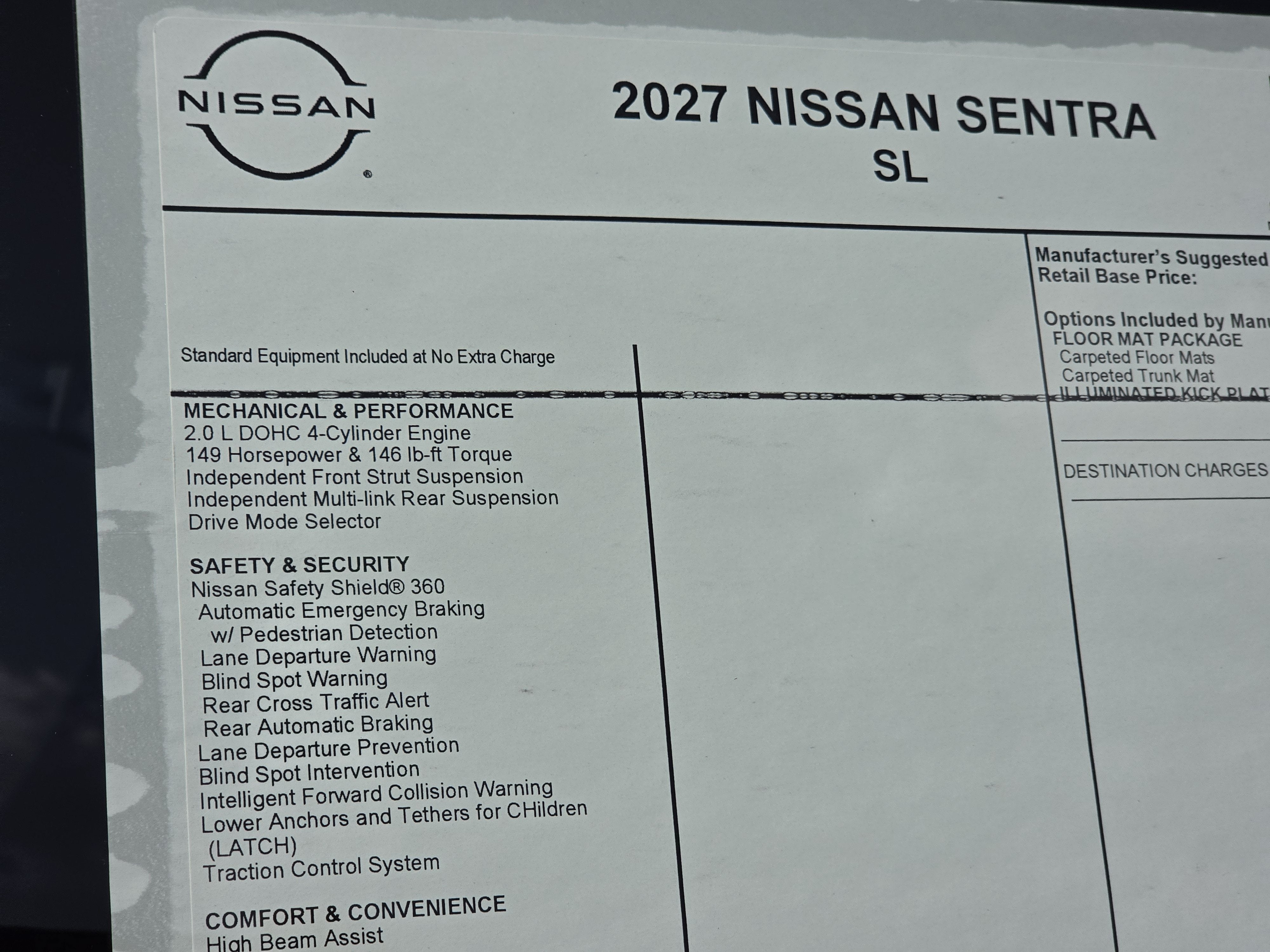 2027 Nissan Sentra SL