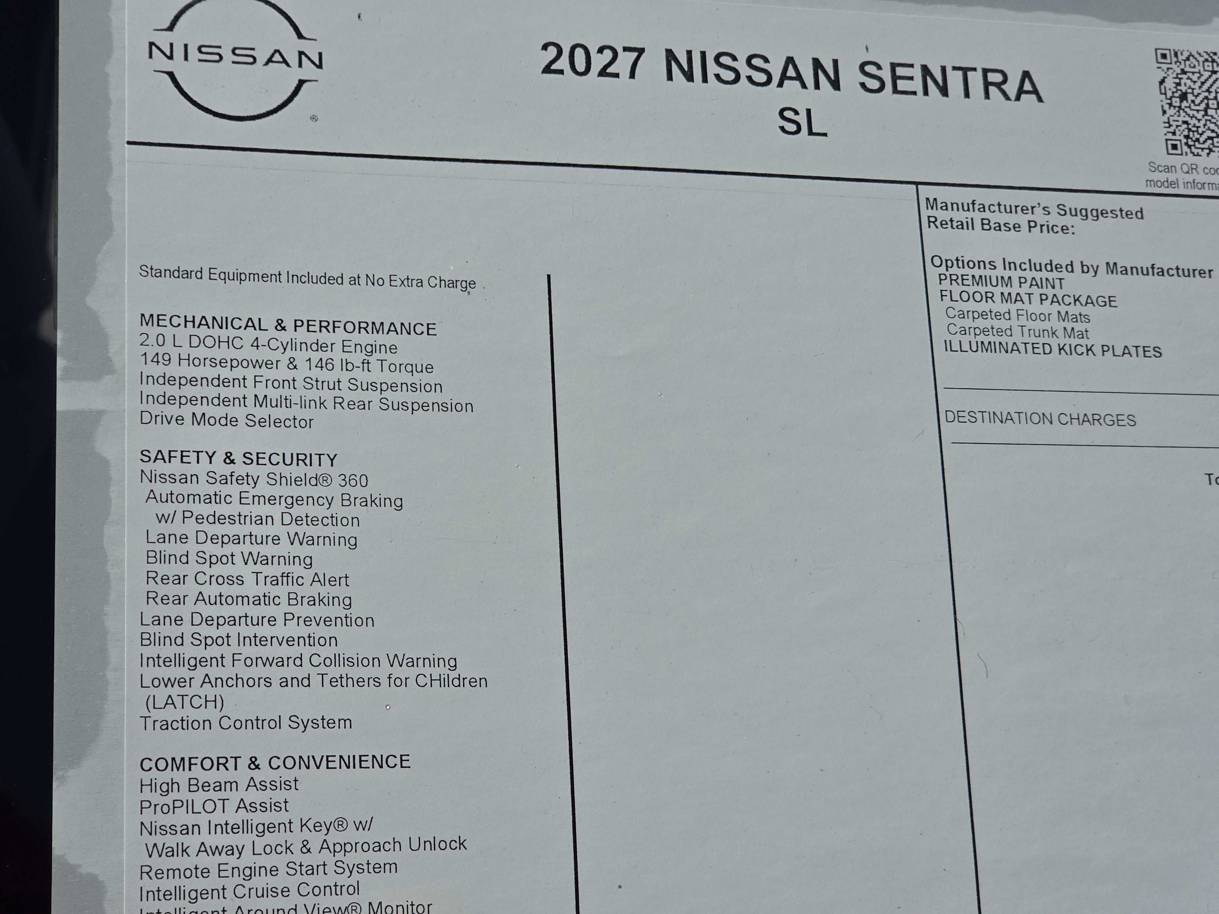 2027 Nissan Sentra SL