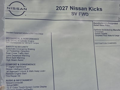 2027 Nissan Kicks SV