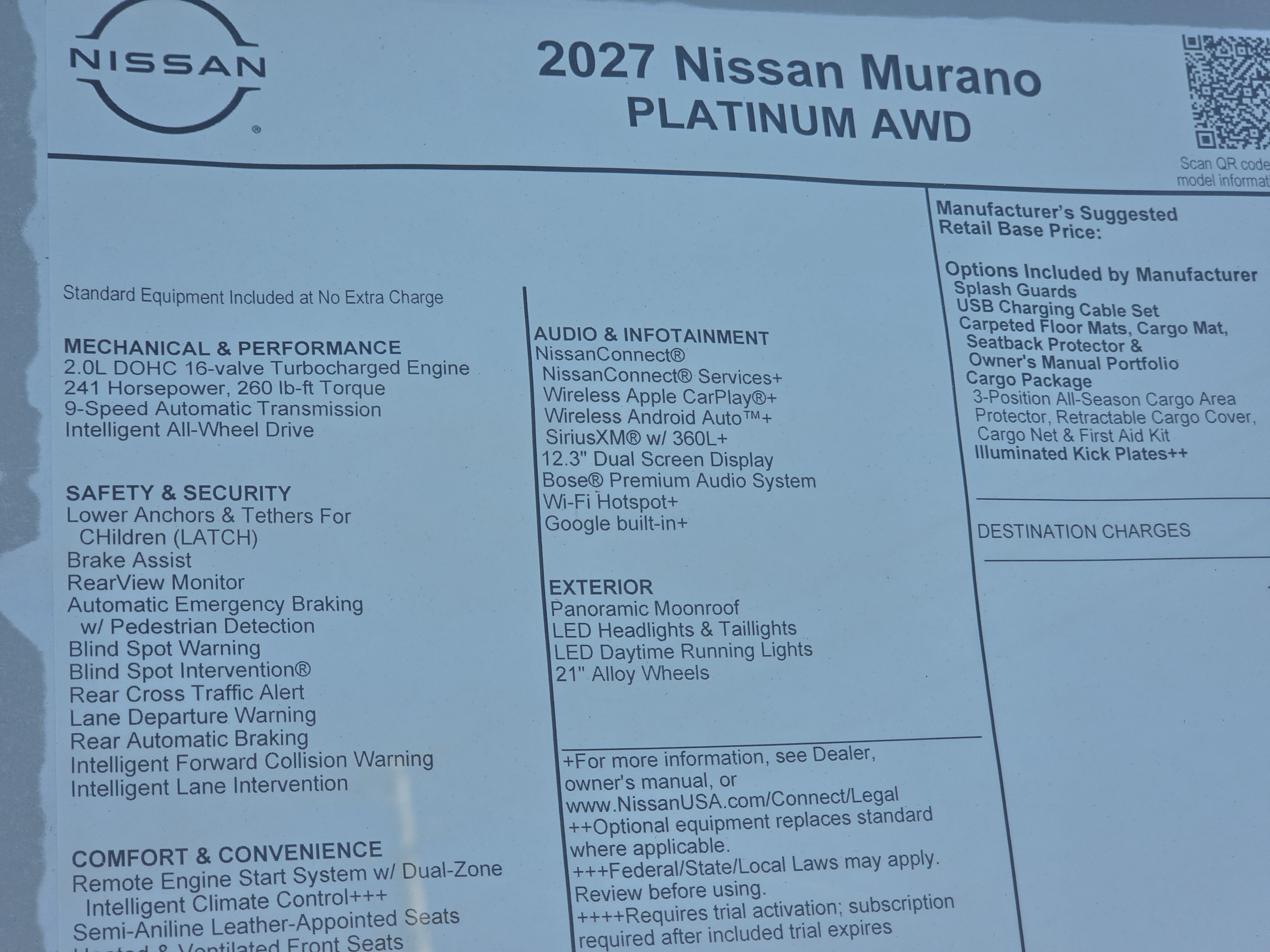2027 Nissan Murano Platinum
