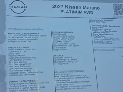 2027 Nissan Murano Platinum