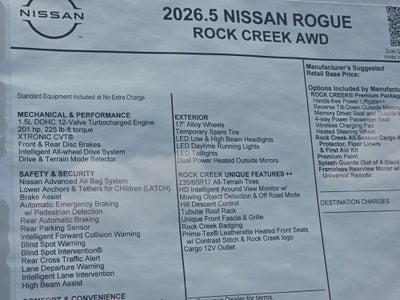 2026 Nissan Rogue Rock Creek